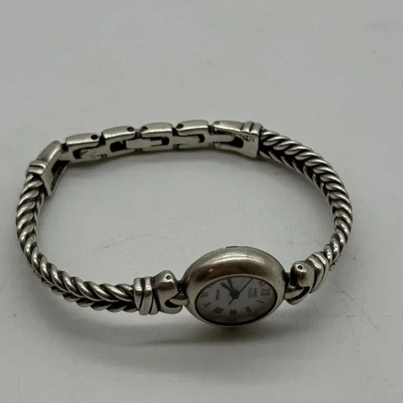 Anne Klein Sterling Silver Swiss Quartz Watch Rope Bracelet Needs Battery - Picture 5 of 9